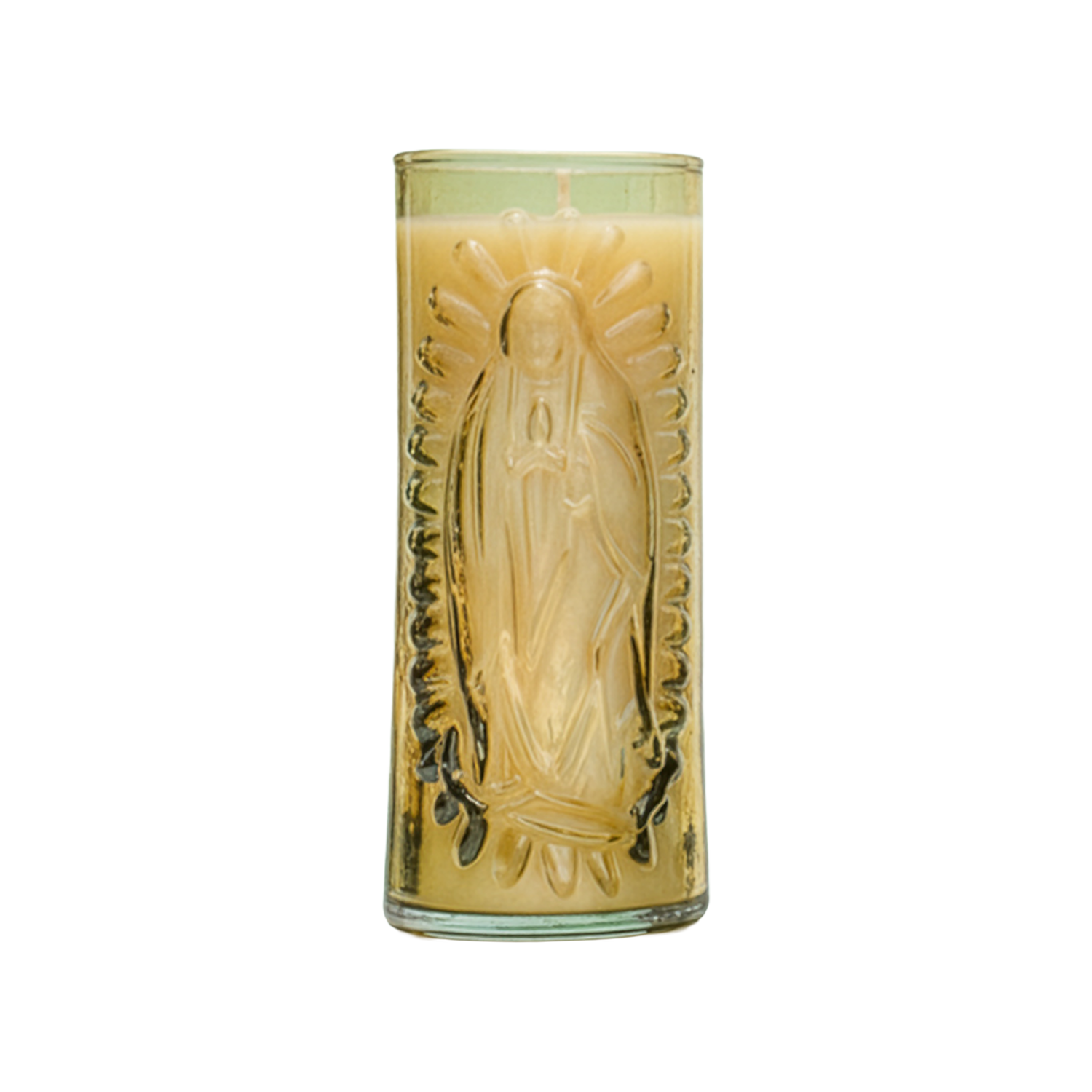 Lady Guadalupe Tinted Glass Candle - Gold