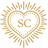 Gold heart-shaped logo with 'SC' inside on a black background